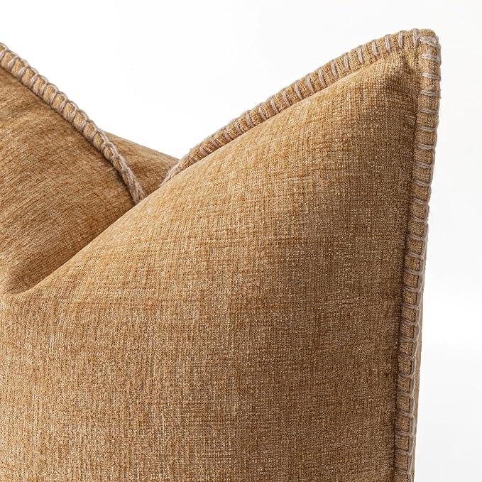 MIULEE Decorative Couch Throw Pillow Covers 18x18 Inch Apricot Brown 2 Pack | - Image 2