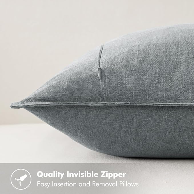 MIULEE Decorative Linen Euro Sham Pillow Covers 26x26 Gray | Boho Farmhouse​ - Image 3