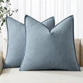 MIULEE Decorative Linen Euro Sham Pillow Covers 22x22 Inch Blue Grey | Boho by MIULEE