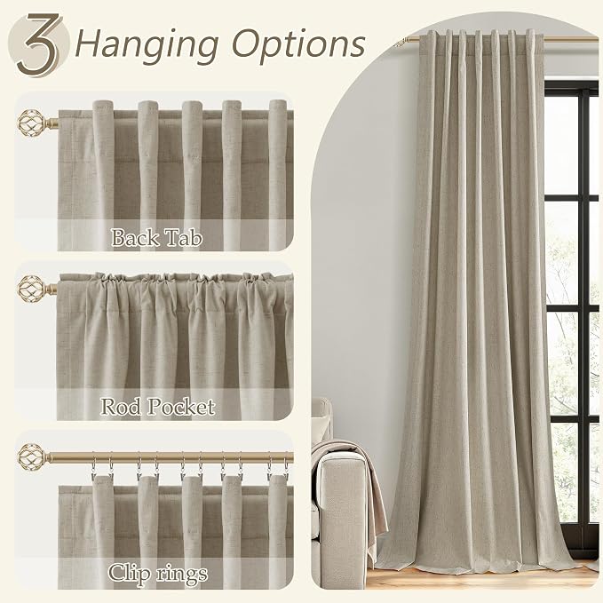 Extra Long 100% Blackout Linen Curtains - Image 6