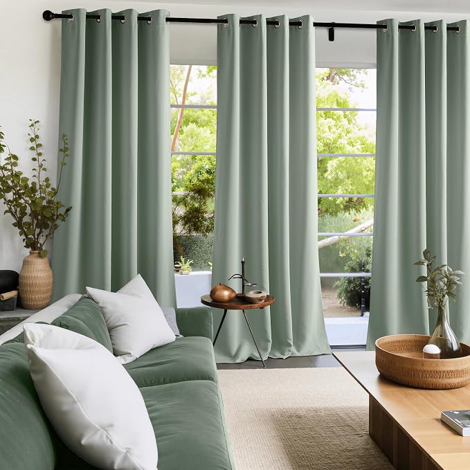 NICETOWN Room Darkening Draperies Curtains Panels, 2 Panels Sage Green W52 x L63 - Image 8