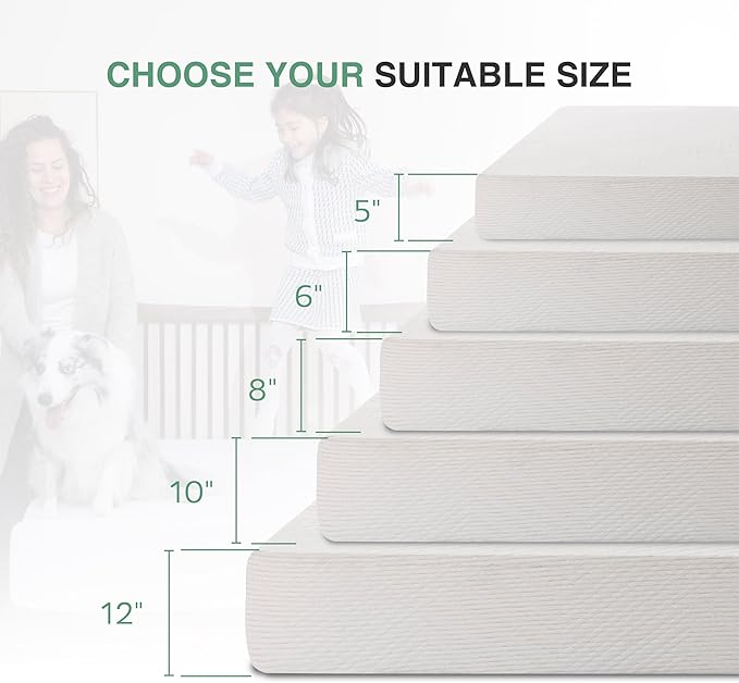 Twin Mattress in a Box, 10 inch Mattresses for Kids Bed Single Size Daybed Individual Bunk, Green Tea Memory Foam Medium Firm