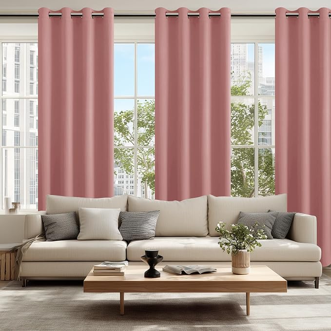 Blackout Curtains for Bedroom 2 Panels 52 x 84 Inch Long Dusty Rose | Thermal - Image 6