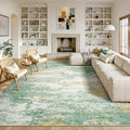 9x12 Area Rug for Living Room, Abstract Washable Large Rugs, Light Green | Soft by Lofus