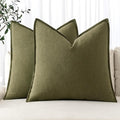 MIULEE Decorative Linen Euro Sham Pillow Covers 24x24 Inch Green | Boho by MIULEE