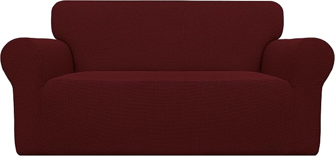 Easy-Going Stretch Oversized Loveseat Couch Covers Washable Wine | 1-Piece by Easy-Going