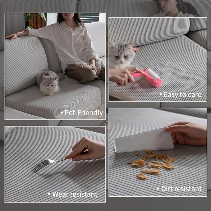 OHSIO Sectional Couch Covers, Wear Resistant Stretch Sofa Covers Washable Soft - Image 3