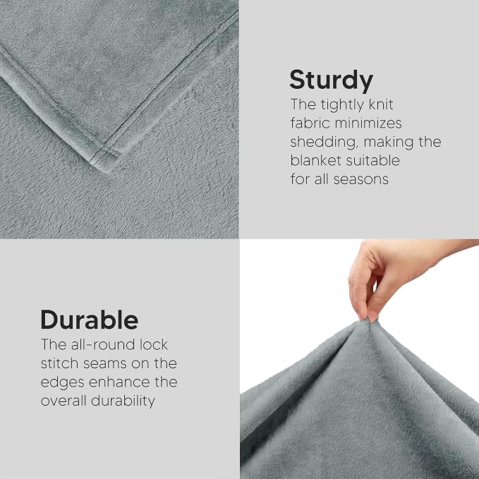 Utopia Bedding Soft Fleece Bed Blanket Twin Size Ash Grey | Microfiber Plush - Image 7