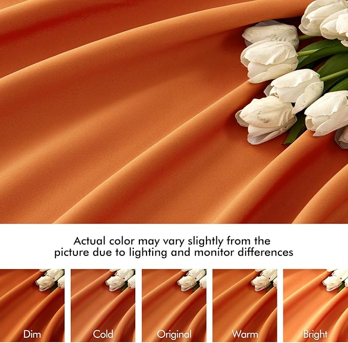 MIULEE Fall Orange Back Tab Blackout Curtains 52x84 Inch Length 2 Panel Set | - Image 8