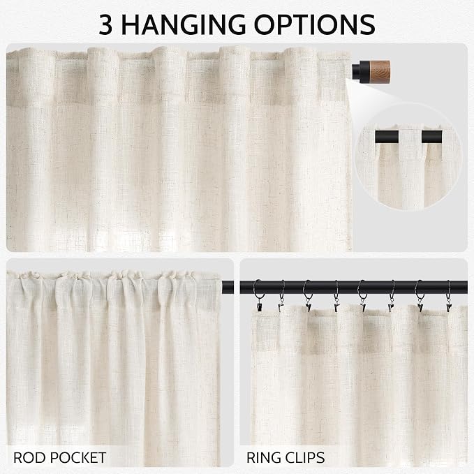 Modern Linen Curtains 96 Inches Long - Image 2