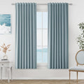 Blue 100% Blackout Linen Curtains 63 Inch Length 2 Panels Set by Guken