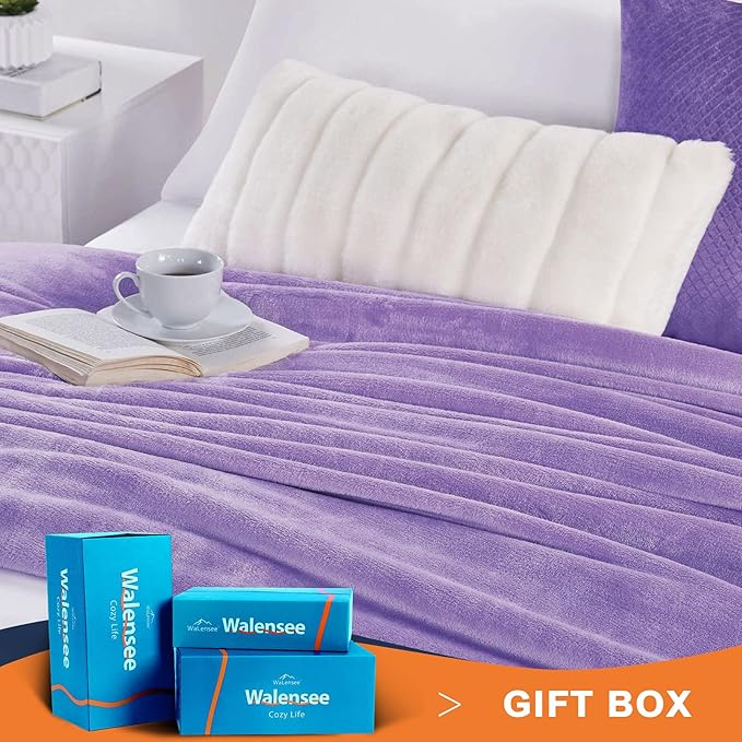 Walensee Fleece Blanket Plush Throw Fuzzy Lightweight (XL-Twin Size 66x90 Lavender) Super Soft Microfiber Flannel Blankets for Couch, Bed, Sofa Ultra Luxurious Warm and Cozy for All Seasons