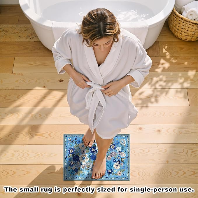 24x17 Inch Door Mat Indoor Entrance, Floral Area Rug Non Slip, Rug | Low Pile - Image 2