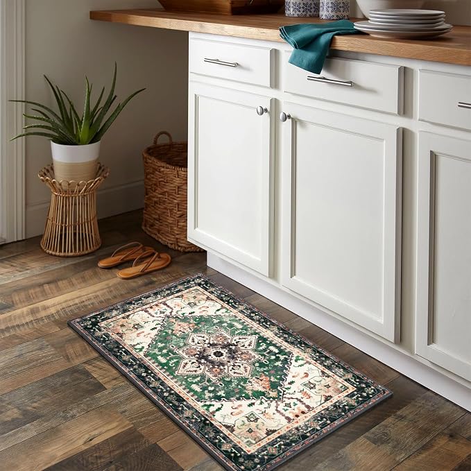Yamaziot Washable Area Rug, 2x3 Small Boho Vintage Entryway Non-Slip Rug | - Image 6