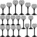 Qunclay 18 Pieces Crystal Candle Holders Bulk Candle Stick Holder Centerpieces for Table Wedding Centerpieces Crystal Decorative Tealight Dining Table Decor for Party(Black)