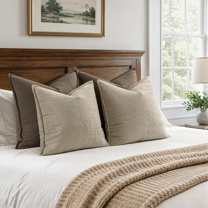 MIULEE Decorative Couch Throw Pillow Covers 20x20 Inch Light Taupe 2 Pack | - Image 6