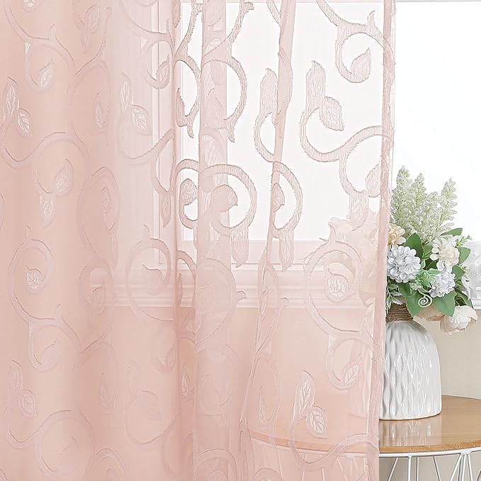 Furman Cafe Curtains 30 Inch Length 2 Panels Set, Elegant Geometric Jacquard - Image 6