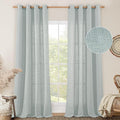 Linen Semi Sheer Curtains 96 inches Long 2 Panels Set, Light Filtering Panels by LAMIT