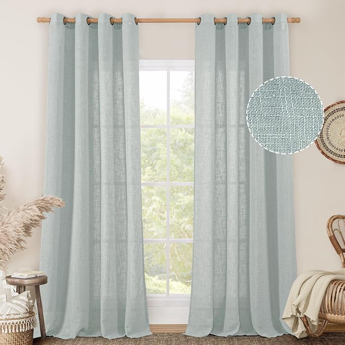 Living Room Linen Curtains 95 Inch by LAMIT