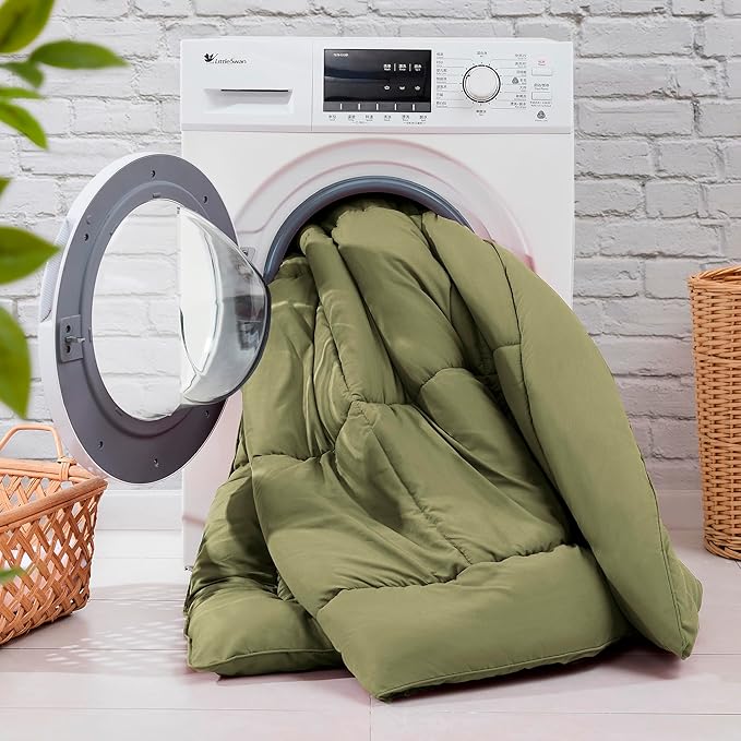 Sweet Home Collection 5 Piece Comforter Set Bag Solid Color All Season Soft Down Alternative Blanket & Luxurious Microfiber Bed Sheets, Sage, Twin (Pack of 4)