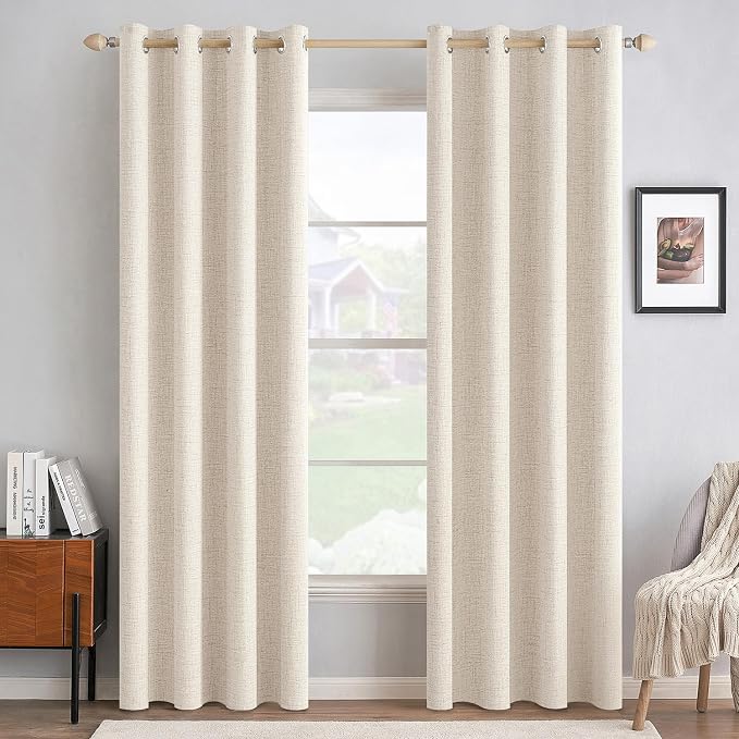 MIULEE 100% Blackout Linen Curtains by MIULEE