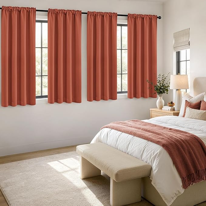 MIULEE 4 Panels Set Burnt Orange Blackout Curtains 63 Inch Length Bedroom | - Image 4