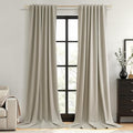 Extra Long 100% Blackout Linen Curtains by Guken