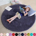 Amdrebio Purple Grey Round Circle Area Rug 5Ft by Amdrebio