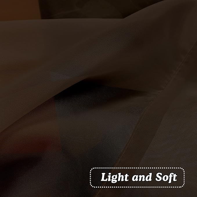Brown Sheer Curtains 36 inches Long, Short Kitchen Window Treatment Solid - Image 5