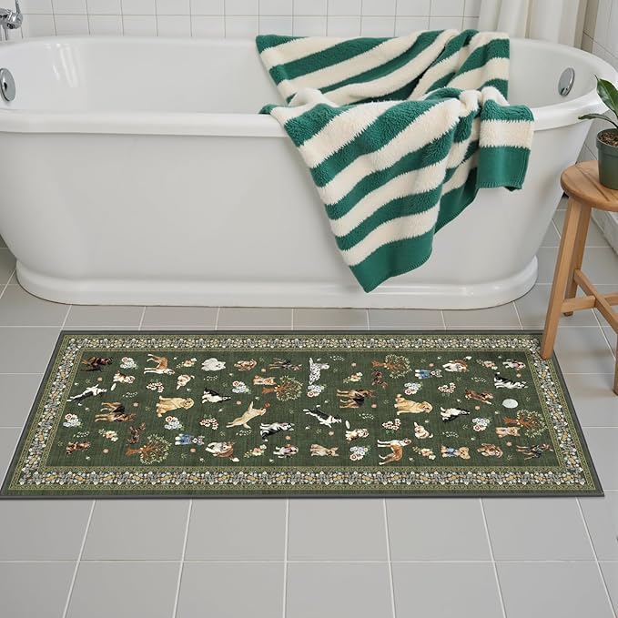 Dark Green Hallway Runner Rug 2x4 by WelcometoBabovid