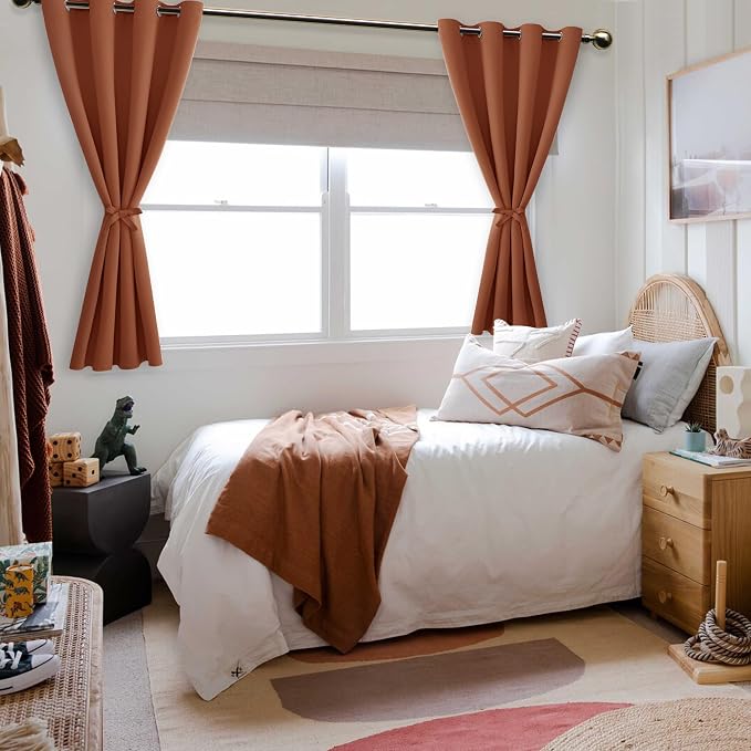 Fall Blackout Curtains for Bedroom Burnt Ochre 52 x 54 Inch 2 Panel | Thermal - Image 6