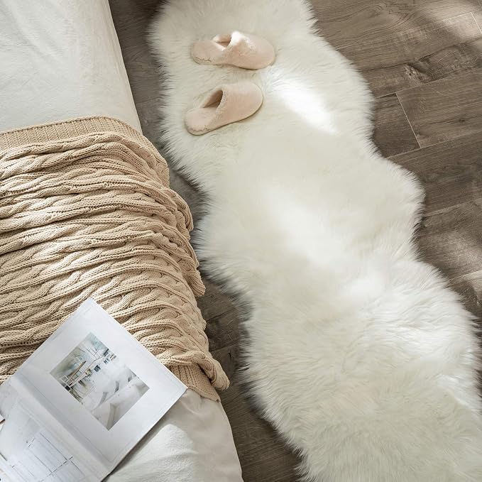 MIULEE Fluffy Area Rug 2x6 ft Faux Fur Sheepskin Rug - Image 4