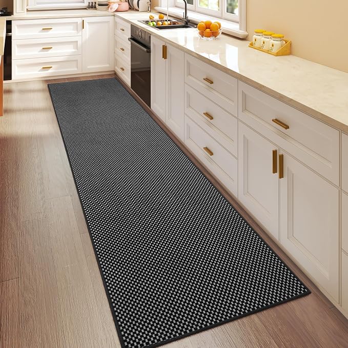 Hallway Runner Rug Extra Long Kitchen Runner Washable Black 2x8 ft | Boho Woven - Image 3