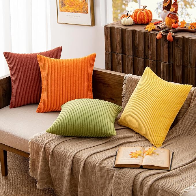 MIULEE Fall Decorative Throw Pillow Covers Yellow Orange Rust 18x18 | Set of 4 - Image 2