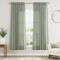 Desert Sage Linen Curtains 63 Inches Long 2 Panel Sets by Nanspring