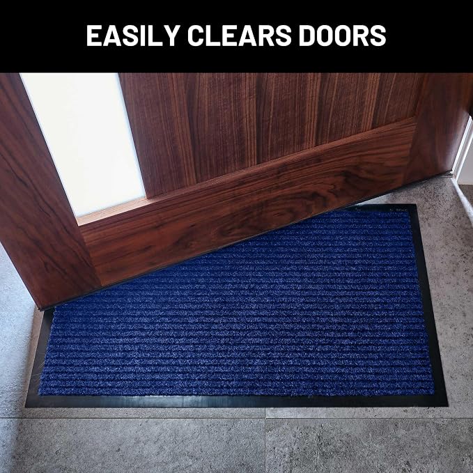 Front Door Mat, Indoor Outdoor Welcome Entryway Entrance Doormat 36x24 Blue | - Image 4