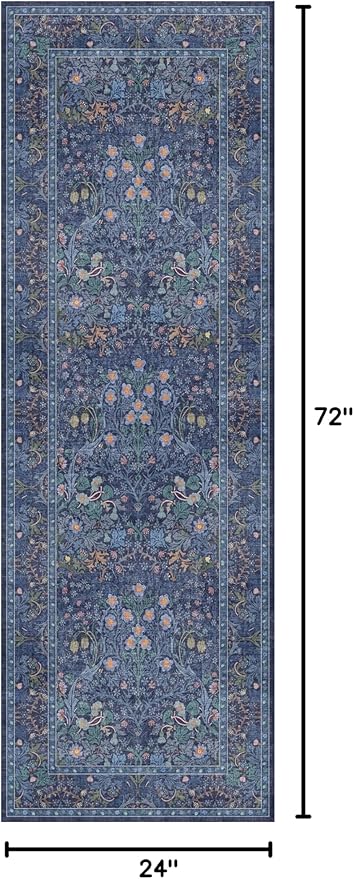 Non Slip 2x6 Dark Blue Kitchen Runner Rug - Image 2
