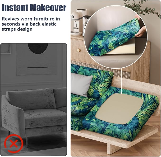 8Pcs Outdoor Cushion Covers, Stretch Patio Furniture Couch Chair Slipcovers | - Image 5