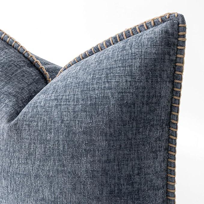 MIULEE Decorative Couch Throw Pillow Covers 20x20 in Dark Grey Blue 2 Pack | - Image 2