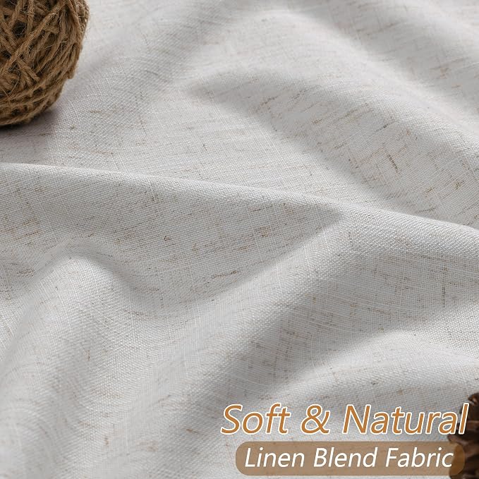 90 Inch Long Natural 100% Blackout Linen Curtains - Image 3