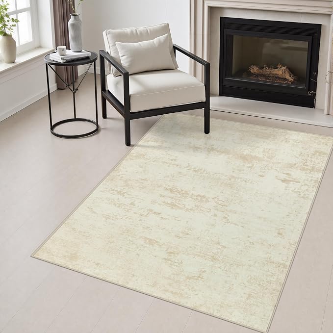 Area Rug Living Room: 3x5 Modern Washable Indoor Soft Carpet Beige | by FXRHLP