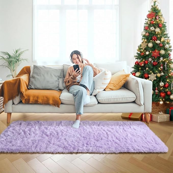 Light Purple Runner Rugs for Girls Bedroom Living Room, Fluffy 2x6 Area Rug | - Image 8