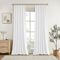 KangBang 2 PCs Pinch Pleated Linen Blackout Curtains 108 Inches Long, Pinch Pleat Drapes for Living Room with Hooks, Thermal Insulated Long Window Treatments for Villa, Pure White,40W x 108L