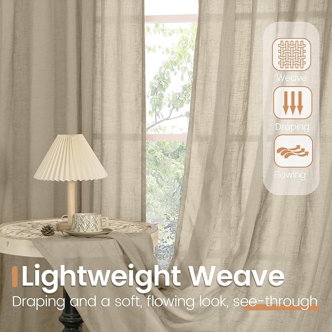 BGment Short Linen Curtains 40 Inches Long - Image 4