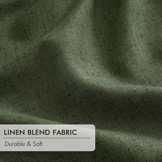 MIULEE Olive Green Pinch Pleated 100% Blackout Linen Curtains 40x90 Inches | - Image 6