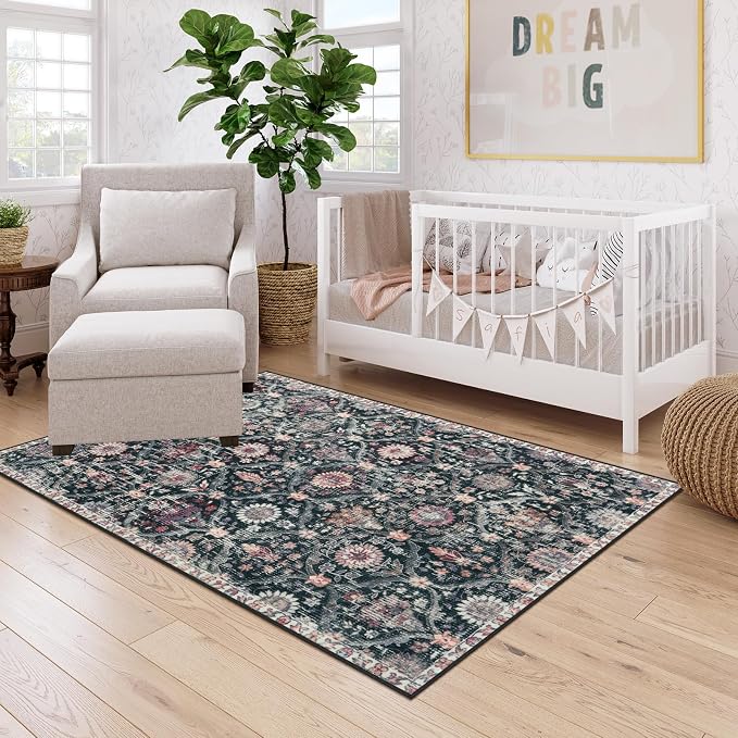 Lahome Moroccan Washable Rugs for Living Room, 4x6 Rug for Bedroom Non-Slip | - Image 5