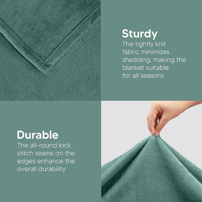 Utopia Bedding Ultra Soft Fleece Bed Blanket Twin Size Celadon | Microfiber - Image 7