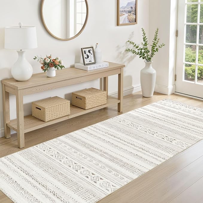 cotiled Hallway 2.6x8 Runner Rugs Washable Boho Moroccan Soft Rug | Stain - Image 2