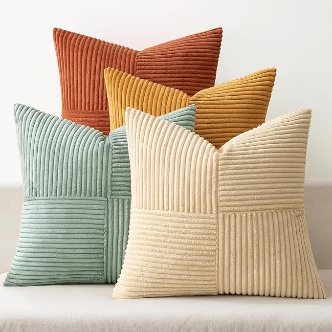 MIULEE Fall Teal Orange Decorative Throw Pillow Covers 18x18 Inch Set of 4 Boho by MIULEE