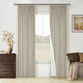 Oatmeal Beige Pinch Pleated 100% Black Out Linen Curtains 84 Inch Length | Room by Twodrapes